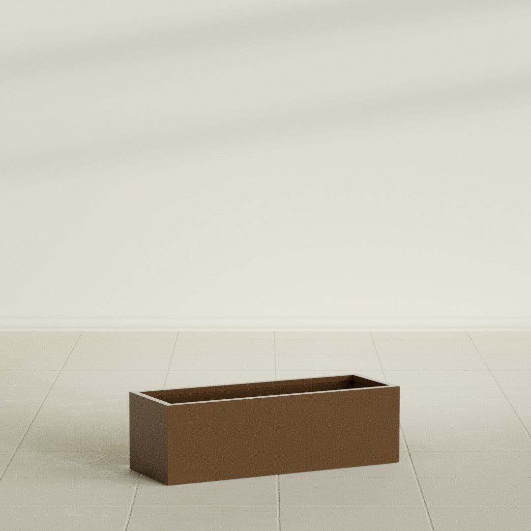 Reade Small Tabletop Rectangle Fiberglass Planter - 14 in x 5 in x 4.3 in - Metallic Bronze - Metallic Bronze,14 in x 5 in x 4.3 in