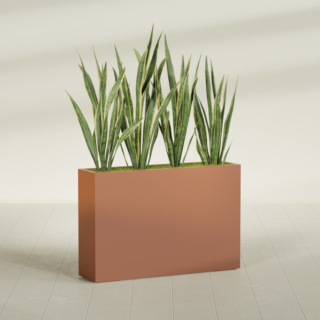 Delray Extra Large Long Rectangle Fiberglass Planter - 48 in x 12 in x 32 in - Matte Terracotta - Matte Terracotta,48 in x 12 in x 32 in