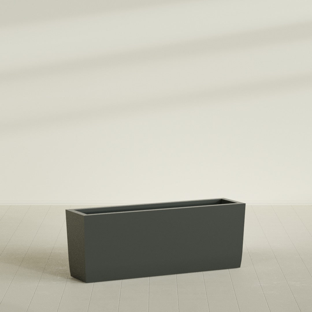 Panama Extra Large Long Rectangle Fiberglass Planter - 48 in x 12 in x 18 in - Matte Charcoal - Matte Charcoal,48 in x 12 in x 18 in