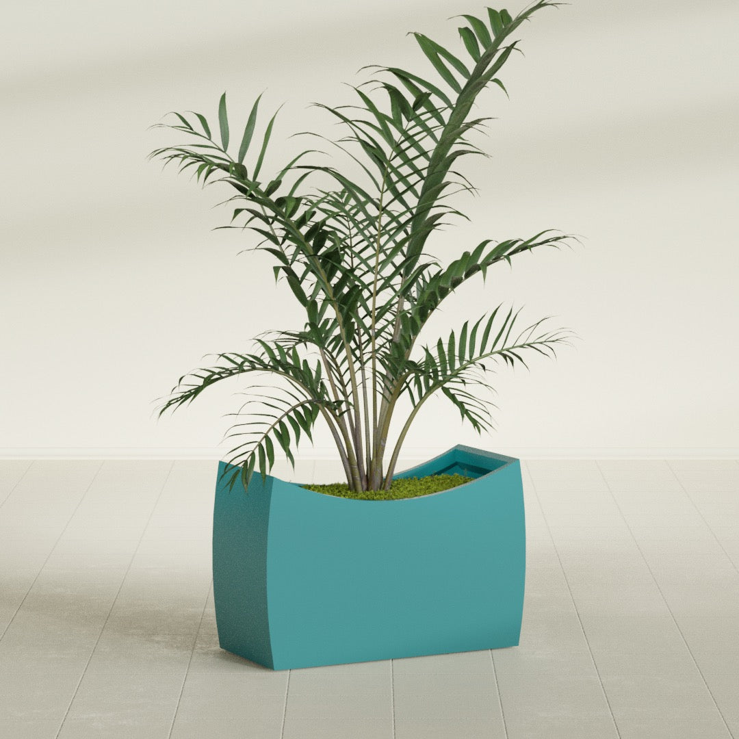 Seoul Large Curved Abstract Fiberglass Planter - 36 in x 16 in x 24 in - Satin Sea Foam - Satin Sea Foam,36 in x 16 in x 24 in