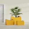 Seoul Large Curved Abstract Fiberglass Planter - 36 in x 16 in x 24 in - Gloss Saffron - Gloss Saffron,36 in x 16 in x 24 in