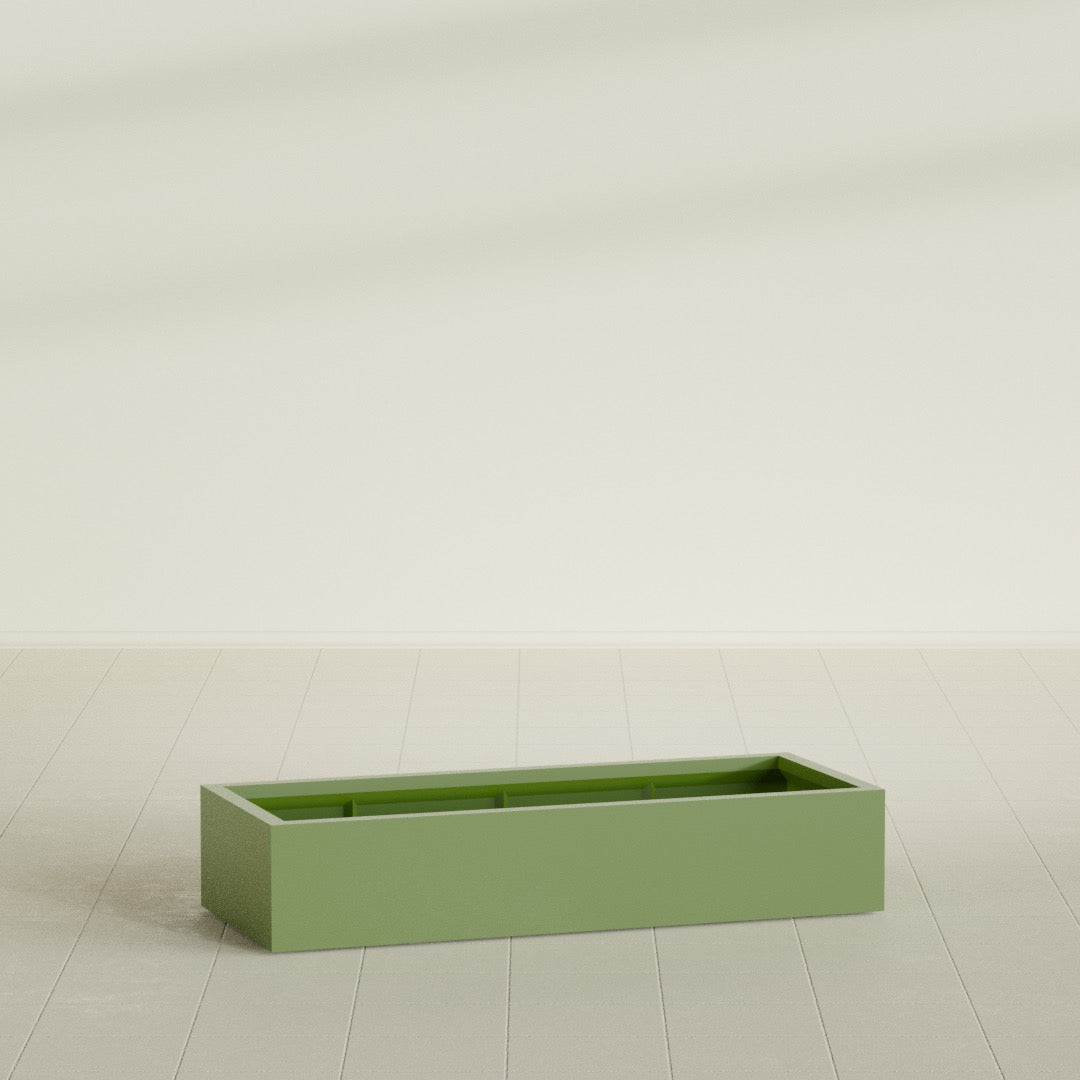 Antwerp Extra Large Long Rectangle Fiberglass Planter - 60 in x 24 in x 12 in - Satin Green - Satin Green,60 in x 24 in x 12 in
