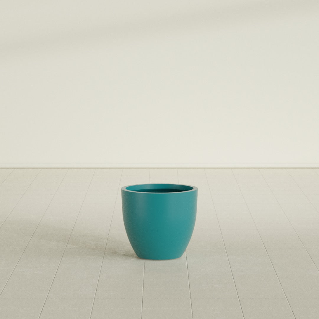 Wannsee Medium Round Fiberglass Planter - 22 in x 22 in x 19 in - Satin Sea Foam - Satin Sea Foam,22 in x 22 in x 19 in