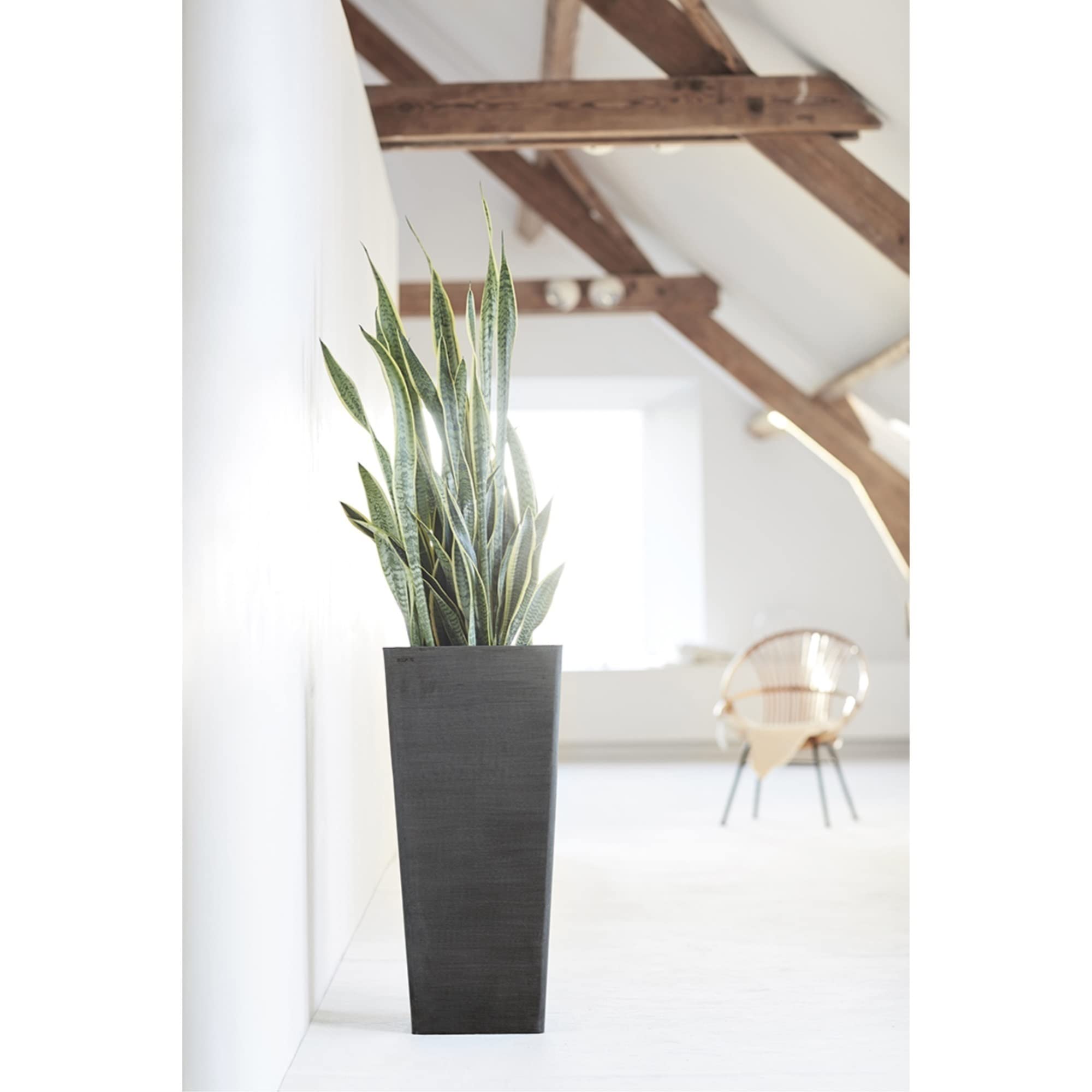 Rotterdam Medium Tall Square Planter - 12.6 in x 12.6 in x 27.5 in - Dark Grey - Dark Grey,12.5 in x 12.5 in x 27.5 in,Planter Only