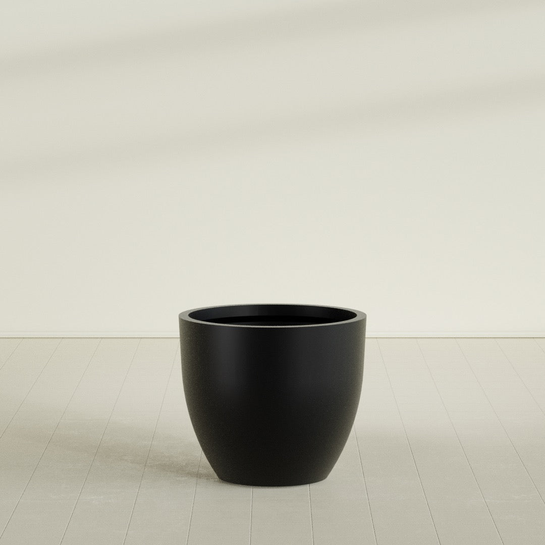 Wannsee Large Round Fiberglass Planter - 39 in x 39 in x 34 in - Matte Black - Matte Black,39 in x 39 in x 34 in