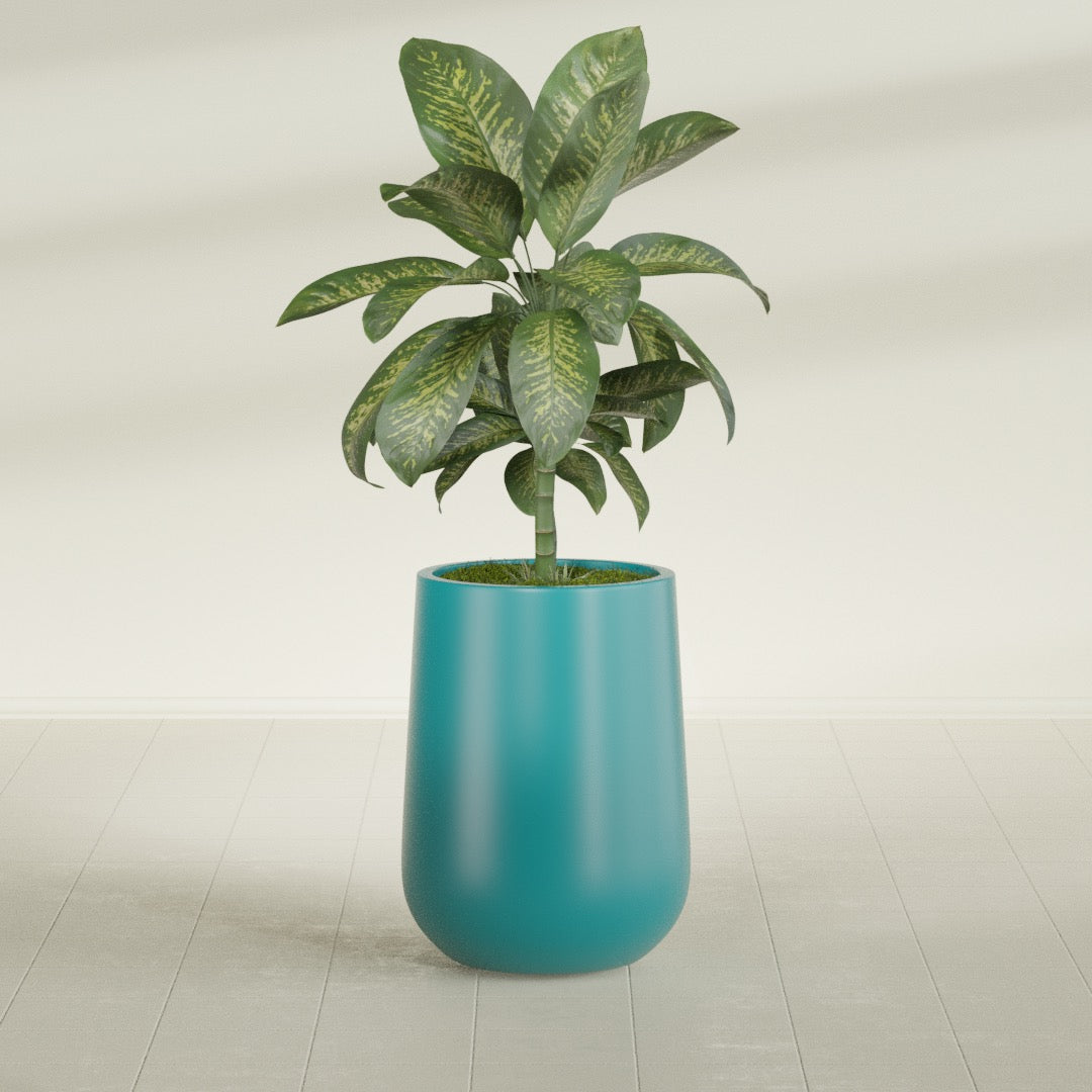 Tall Hayden Medium Round Fiberglass Planter - 15 in x 15 in x 23 in - Satin Sea Foam - Satin Sea Foam,15 in x 15 in x 23 in