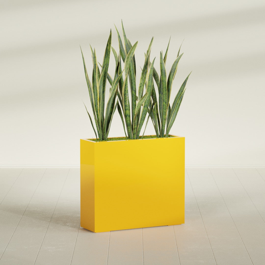 Delray Large Tall Rectangle Fiberglass Planter - 36 in x 12 in x 32 in - Gloss Saffron - Gloss Saffron,36 in x 12 in x 32 in