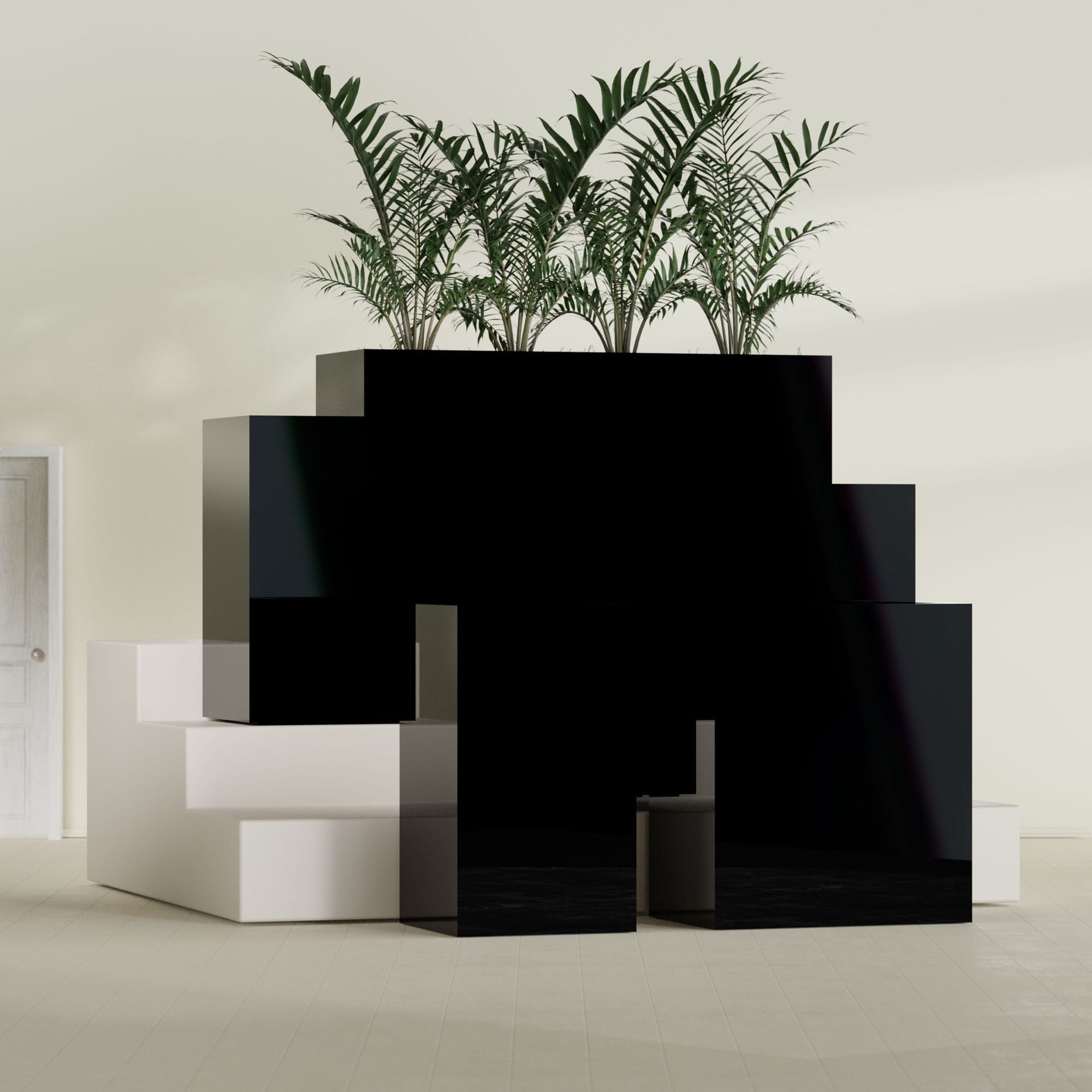 Darwin Large Tall Rectangle Fiberglass Planter - 24 in x 24 in x 42 in - Gloss Black - Gloss Black,24 in x 24 in x 42 in