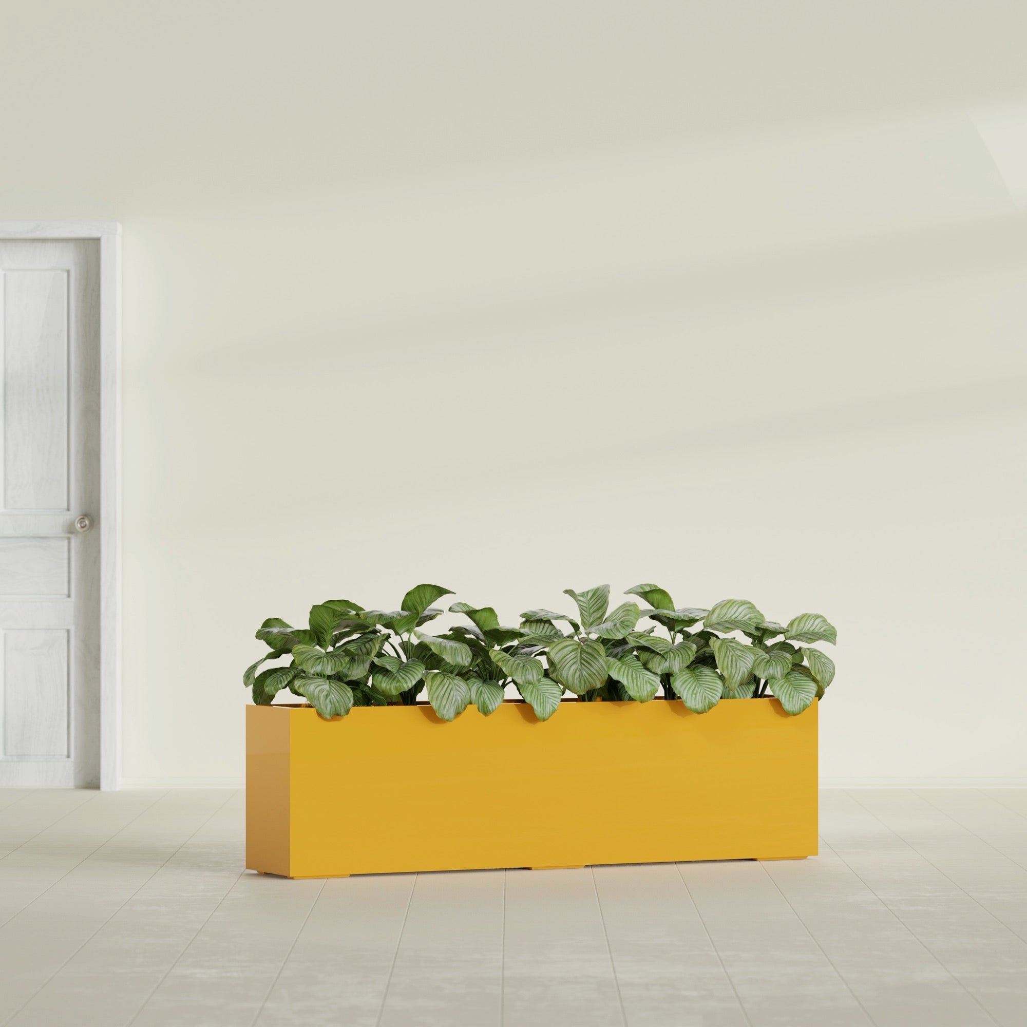 Hudson Extra Large Long Rectangle Fiberglass Planter - 100 in x 18 in x 28 in - Gloss Saffron - Gloss Saffron,100 in x 18 in x 28 in