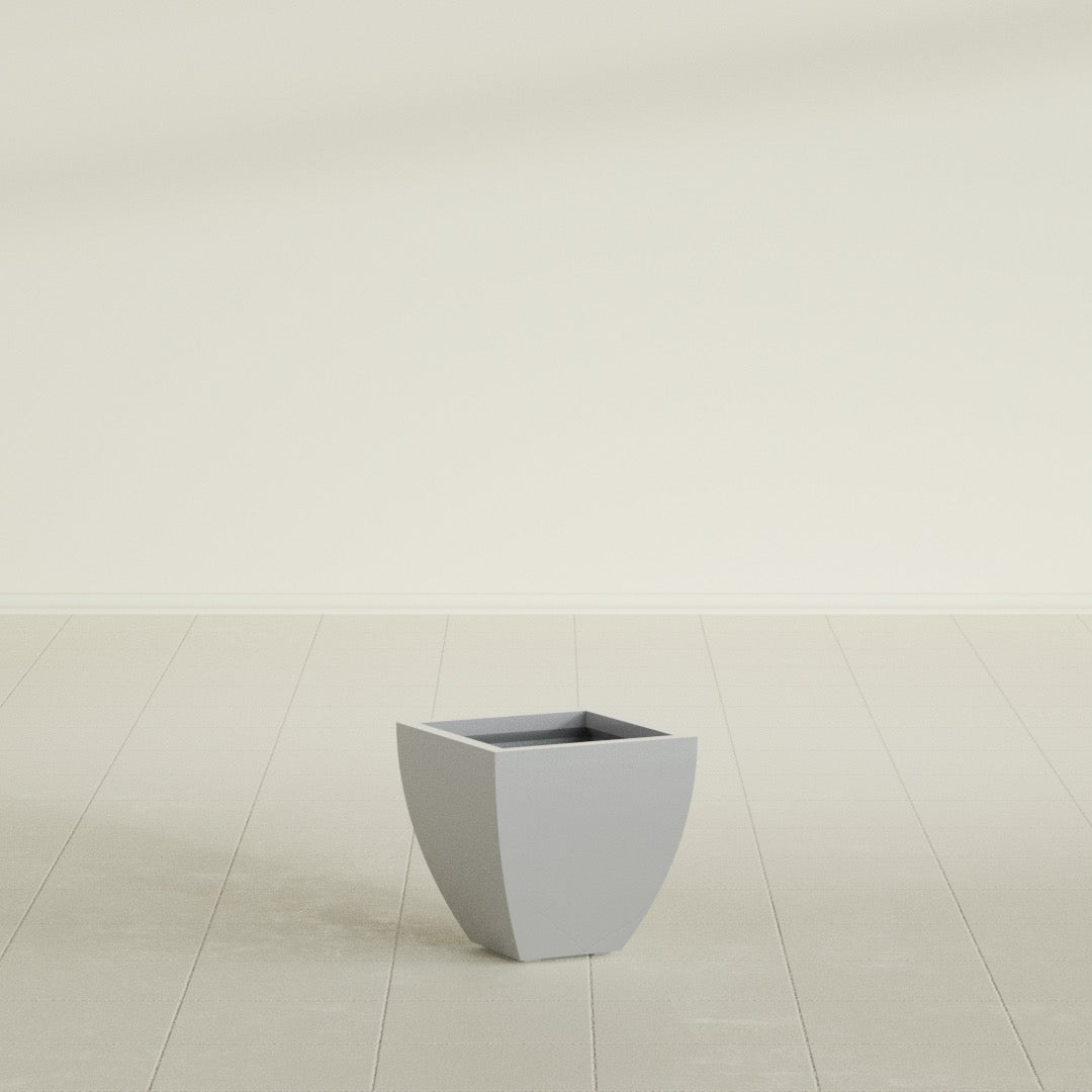 Lima Small Tapered Square Fiberglass Planter - 12 in x 12 in x 12 in - Metallic Silver - Metallic Silver,12 in x 12 in x 12 in