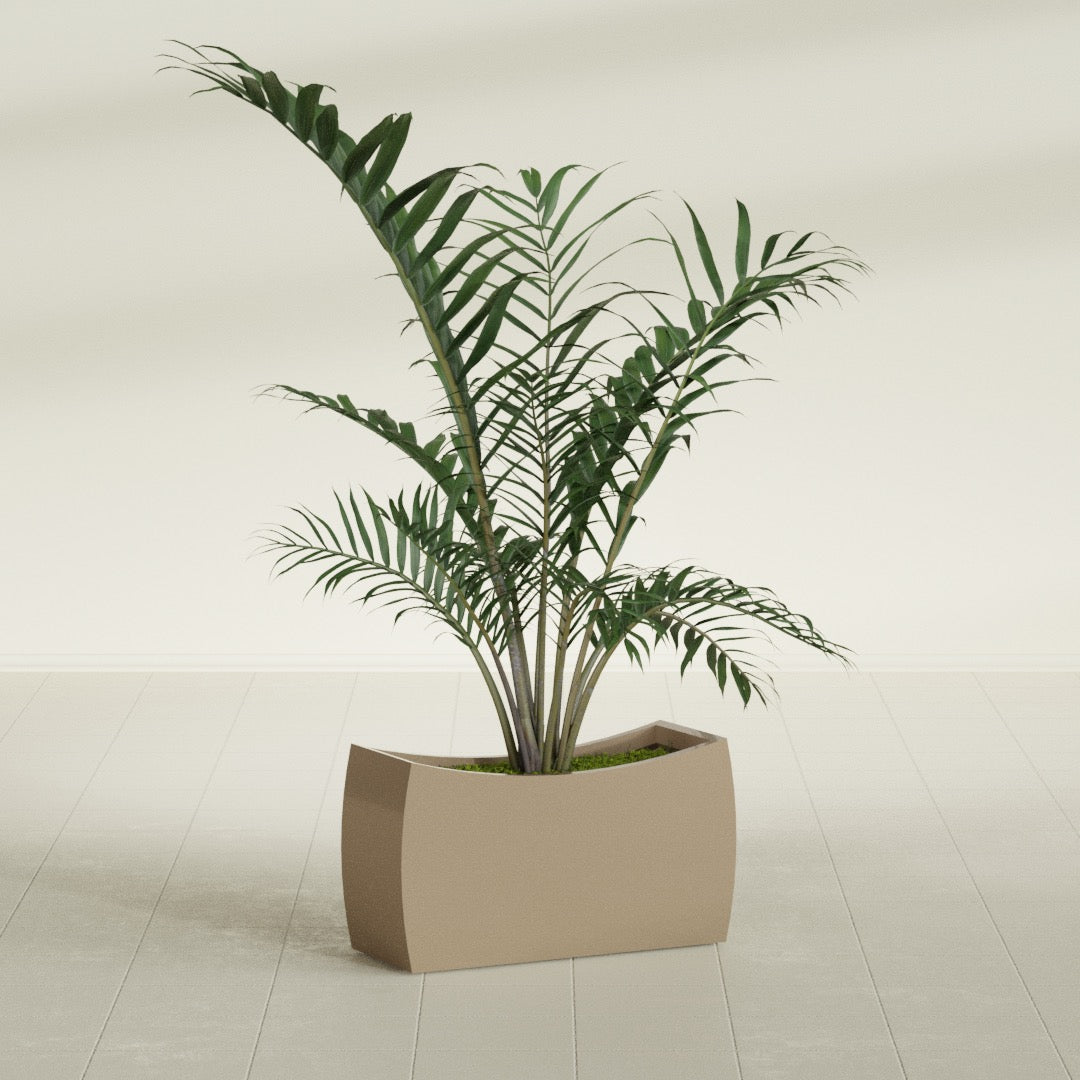 Seoul Large Curved Abstract Fiberglass Planter - 32 in x 12 in x 18 in - Metallic Gold - Metallic Gold,32 in x 12 in x 18 in