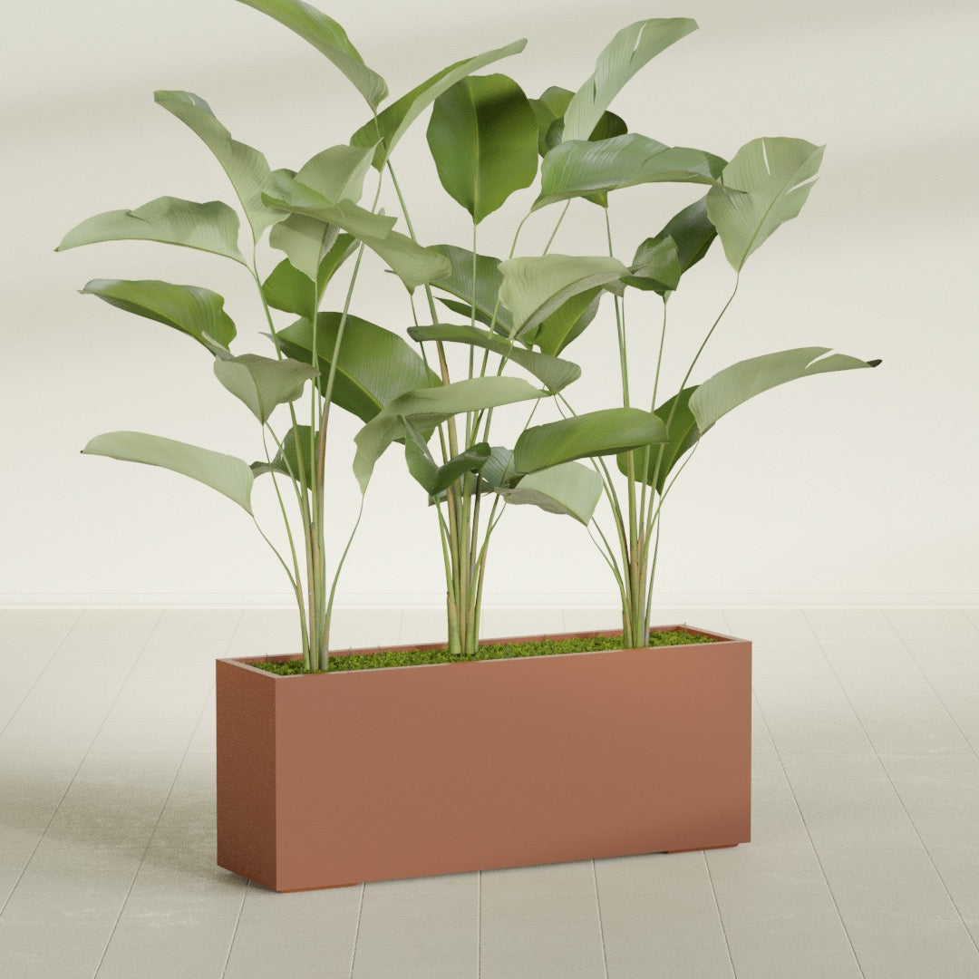 Tolga Extra Large Long Rectangle Fiberglass Planter - 60 in x 16 in x 24 in - Matte Terracotta - Matte Terracotta,60 in x 16 in x 24 in