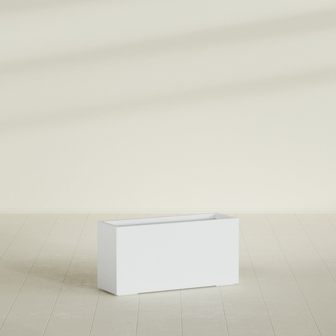 Hollywood Large Narrow Rectangle Fiberglass Planter - 36 in x 12 in x 24 in - Gloss White - Gloss White,36 in x 12 in x 24 in