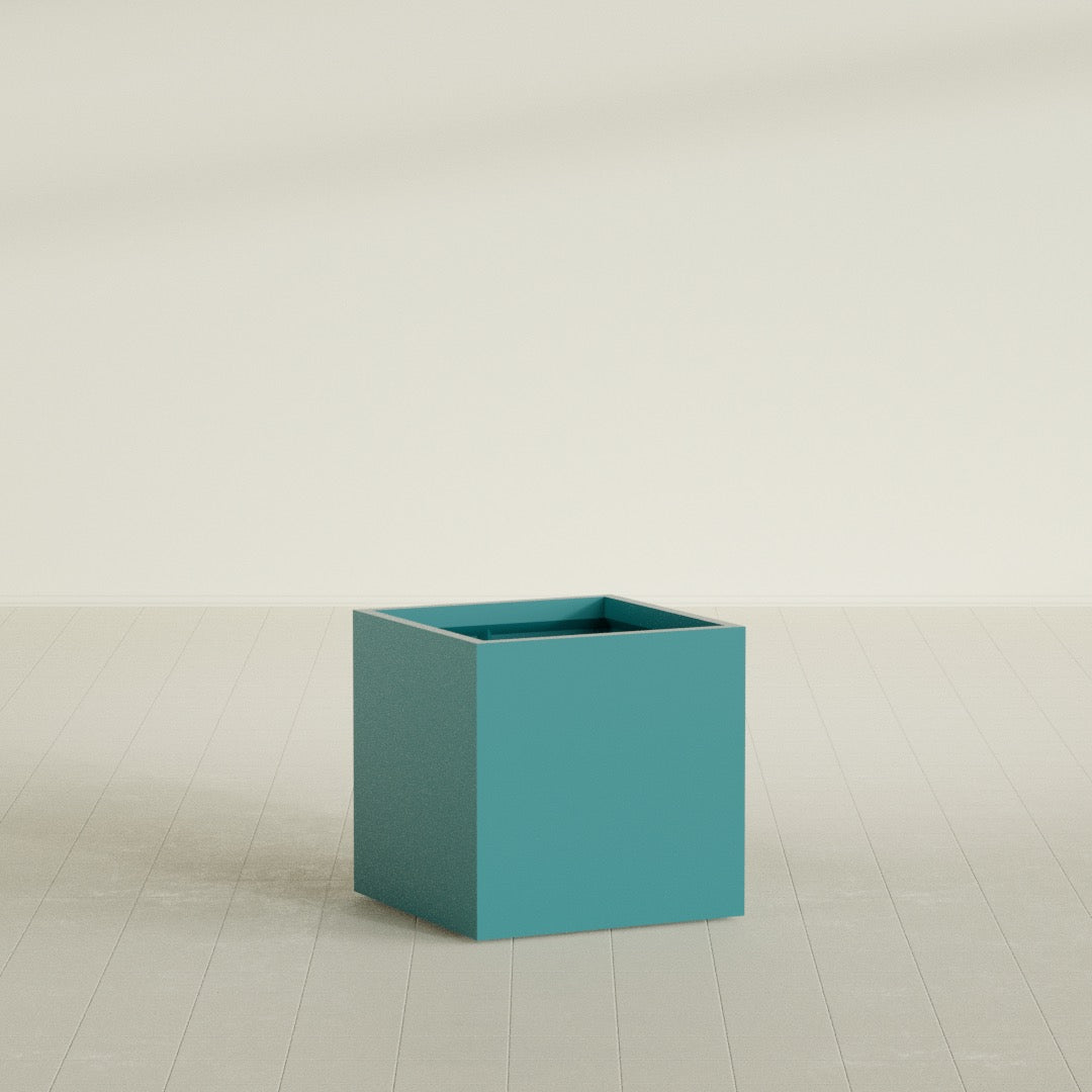 Montroy Medium Cube Square Fiberglass Planter - 28 in x 28 in x 28 in - Satin Sea Foam - Satin Sea Foam,28 in x 28 in x 28 in