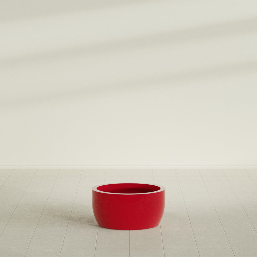 Casablanca Medium Round Low Bowl Fiberglass Planter - 24 in x 24 in x 12 in - Gloss Red - Gloss Red,24 in x 24 in x 12 in