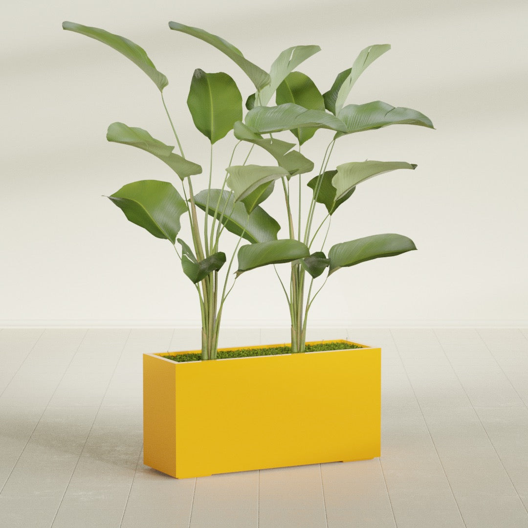 Tolga Extra Large Long Rectangle Fiberglass Planter - 48 in x 16 in x 24 in - Gloss Saffron - Gloss Saffron,48 in x 16 in x 24 in