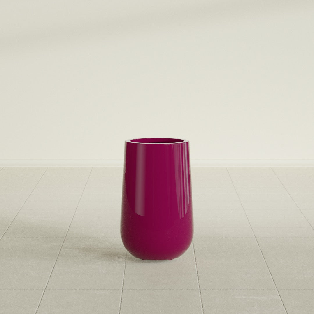 Tall Hayden Medium Round Fiberglass Planter - 18 in x 18 in x 29 in - Gloss Eggplant - Gloss Eggplant,18 in x 18 in x 29 in