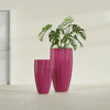 San Jose Large Tall Round Fluted Fiberglass Planter - 16 in x 16 in x 30 in - Gloss Pink Violet - Gloss Pink Violet,16 in x 16 in x 30 in