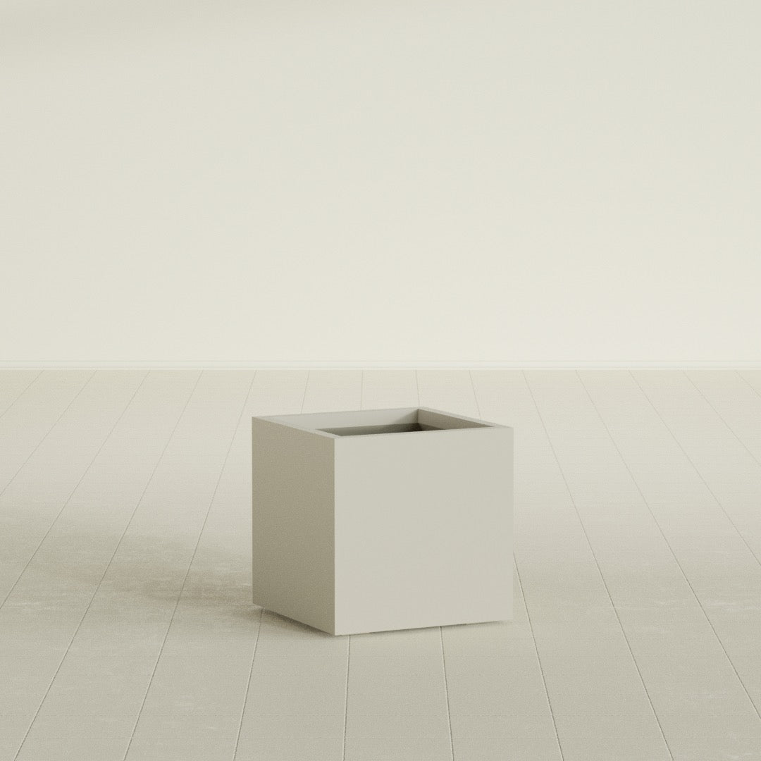 Montroy Medium Cube Square Fiberglass Planter - 20 in x 20 in x 20 in - Satin Beige - Satin Beige,20 in x 20 in x 20 in