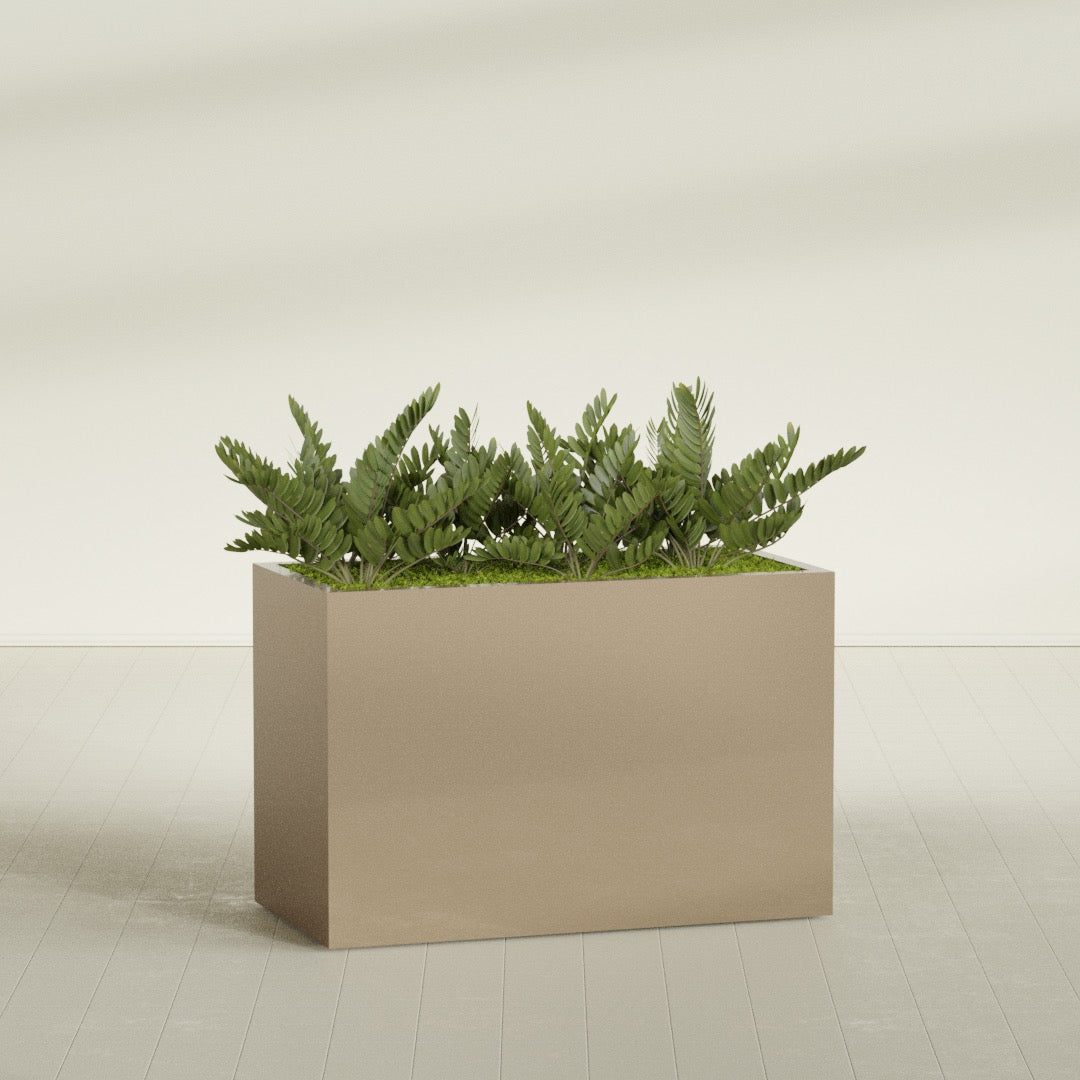 Brisbane Extra Large Long Rectangle Fiberglass Planter - 48 in x 24 in x 32 in - Metallic Gold - Metallic Gold,48 in x 24 in x 32 in