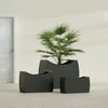 Seoul Large Curved Abstract Fiberglass Planter - 32 in x 12 in x 18 in - Matte Charcoal - Matte Charcoal,32 in x 12 in x 18 in
