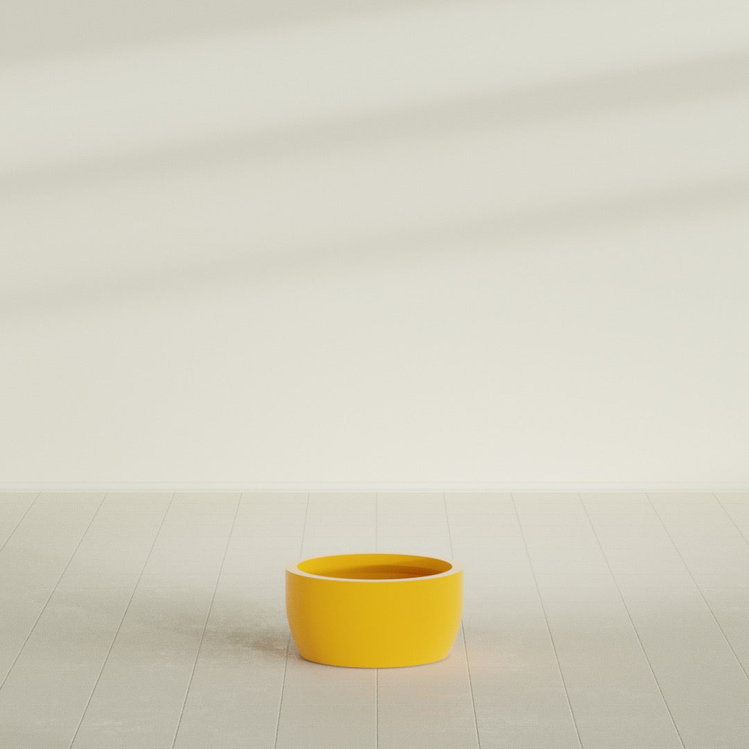 Casablanca Medium Round Low Bowl Fiberglass Planter - 20 in x 20 in x 10 in - Gloss Saffron - Gloss Saffron,20 in x 20 in x 10 in