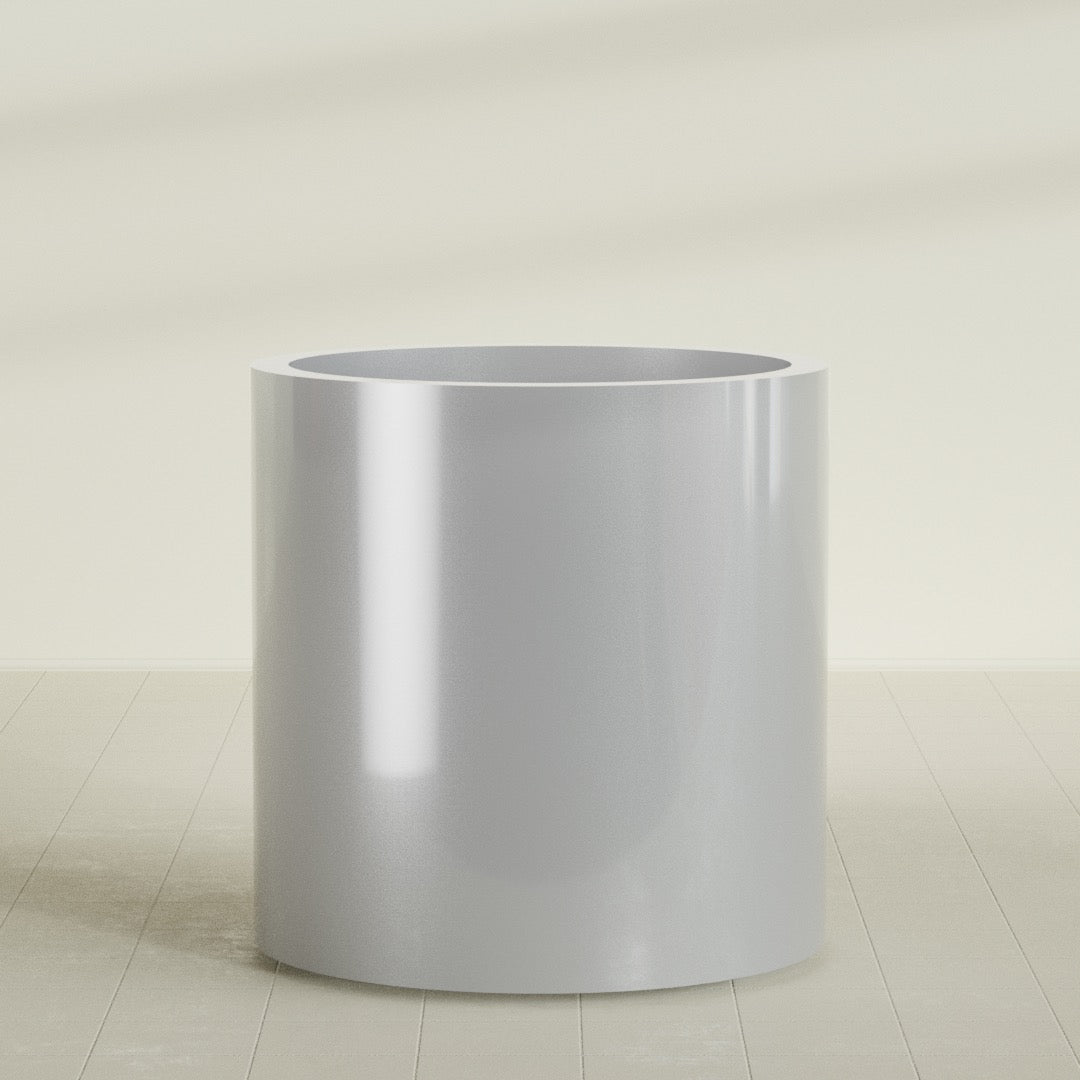 Rio Grande Large Round Fiberglass Planter - 30 in x 30 in x 32 in - Metallic Silver - Metallic Silver,30 in x 30 in x 32 in