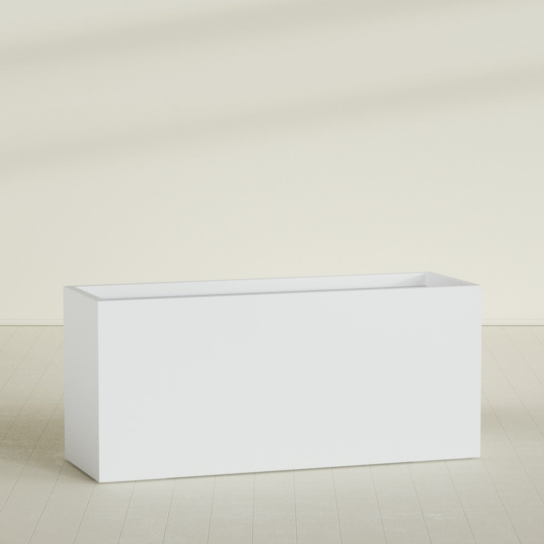 Brisbane Extra Large Long Rectangle Fiberglass Planter - 72 in x 24 in x 32 in - Gloss White - Gloss White,72 in x 24 in x 32 in