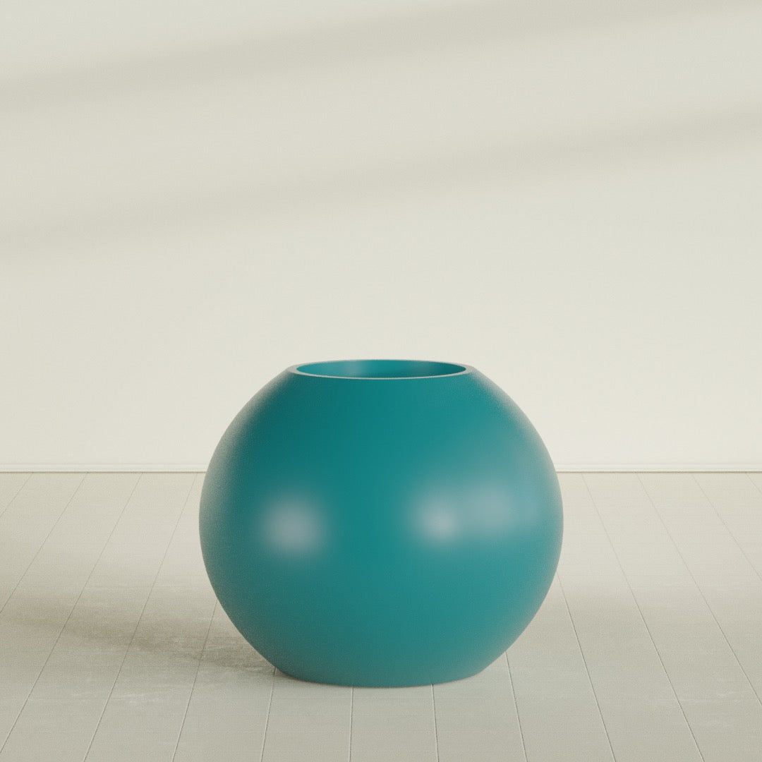 Globe Large Sphere Fiberglass Planter - 36 in x 36 in x 30 in - Satin Sea Foam - Satin Sea Foam,36 in x 36 in x 30 in