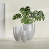 Alicante Small Round Fiberglass Planter - 15 in x 15 in x 21 in - Metallic Silver - Metallic Silver,15 in x 15 in x 21 in