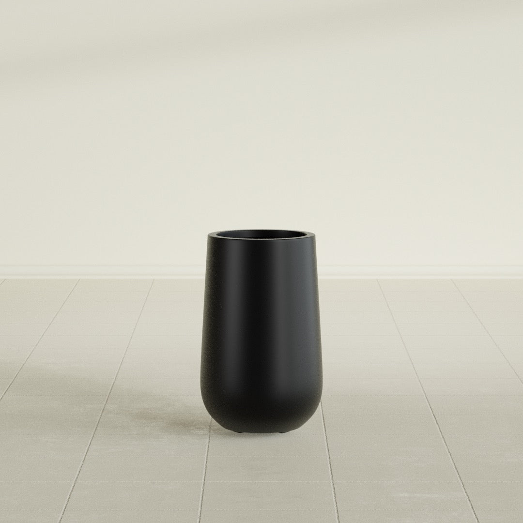 Tall Hayden Medium Round Fiberglass Planter - 18 in x 18 in x 29 in - Matte Black - Matte Black,18 in x 18 in x 29 in