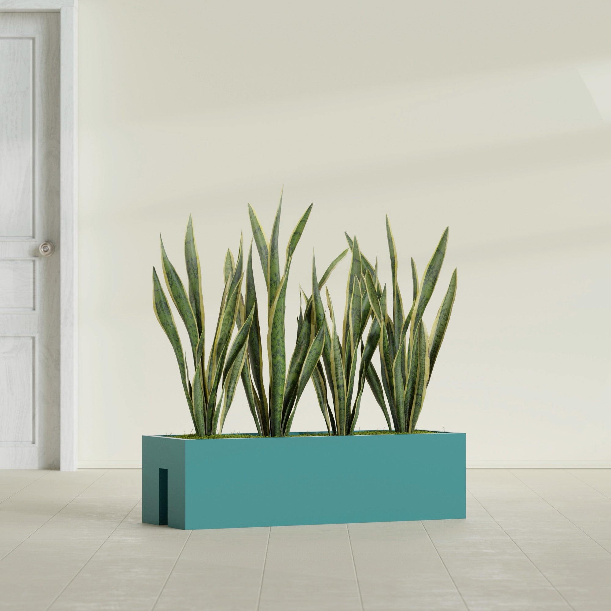 Tiergarden Large Long Over The Railing Rectangle Fiberglass Planter - 36 in x 12 in x 10 in - Satin Sea Foam - Satin Sea Foam,36 in x 12 in x 10 in