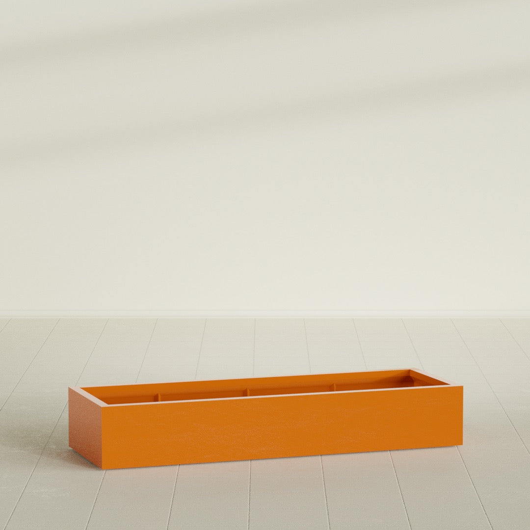 Antwerp Extra Large Long Rectangle Fiberglass Planter - 72 in x 24 in x 12 in - Gloss Tangerine - Gloss Tangerine,72 in x 24 in x 12 in