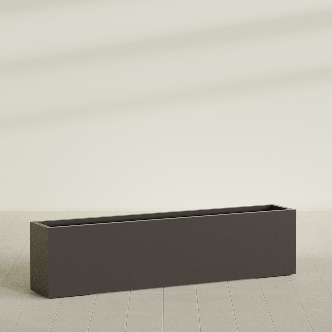 Miami Extra Large Narrow Rectangle Fiberglass Planter - 72 in x 12 in x 18 in - Matte Brown - Matte Brown,72 in x 12 in x 18 in