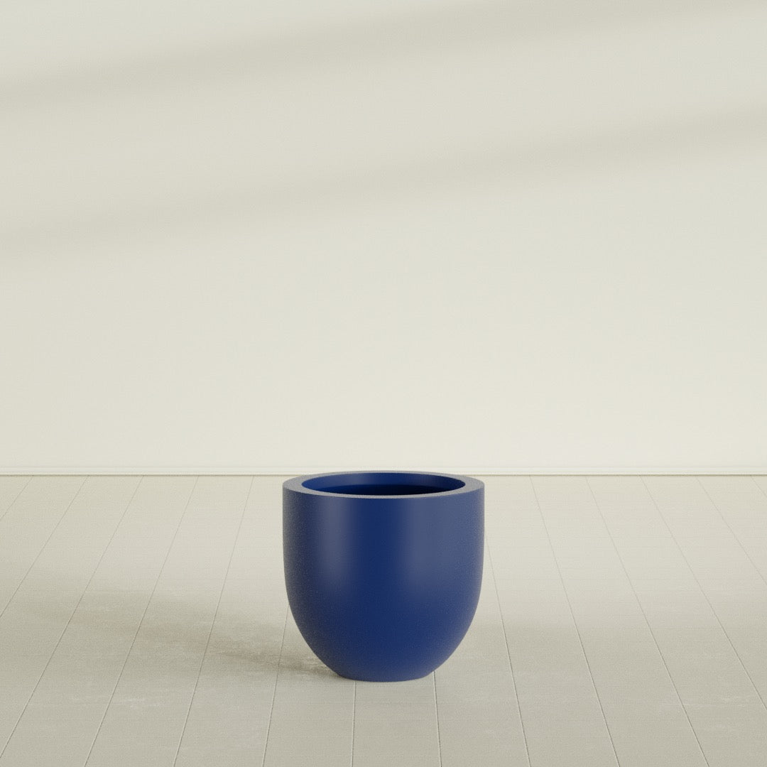 Alzira Medium Round Fiberglass Planter - 23 in x 23 in x 22 in - Matte Cobalt Blue - Matte Cobalt Blue,23 in x 23 in x 22 in