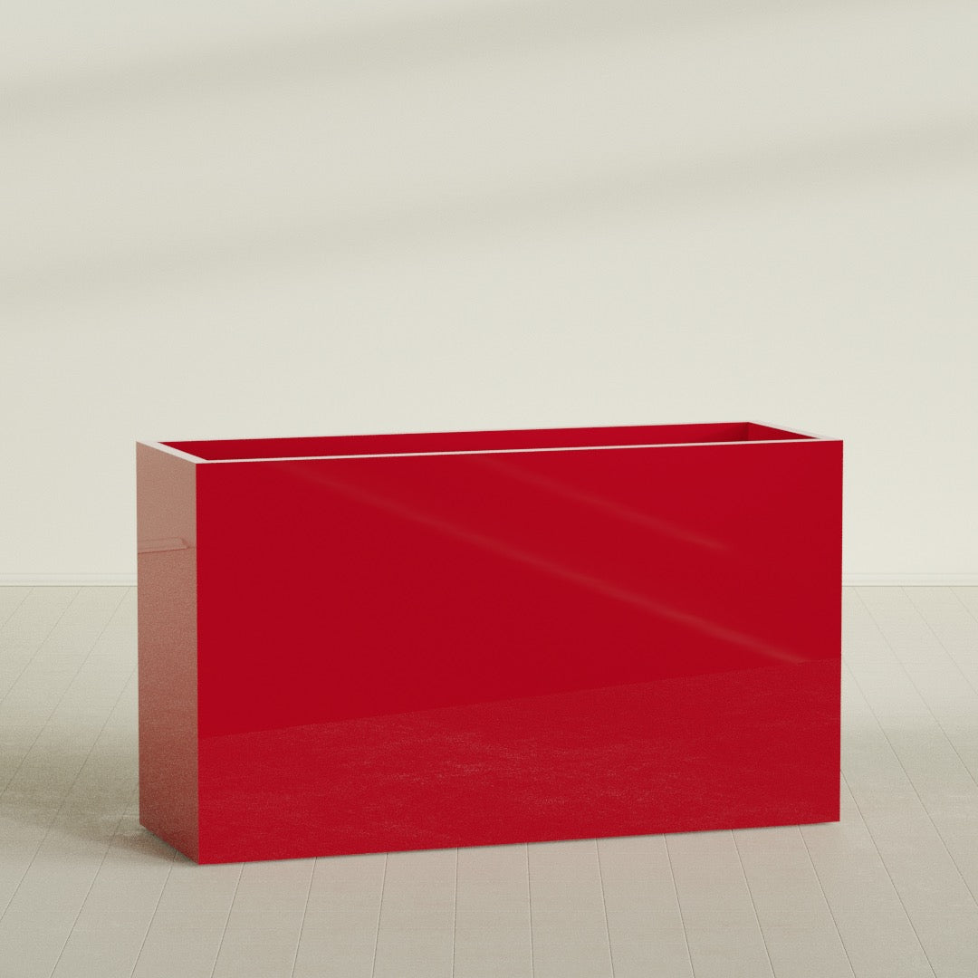 Darwin Extra Large Long Rectangle Fiberglass Planter - 72 in x 24 in x 42 in - Gloss Red - Gloss Red,72 in x 24 in x 42 in