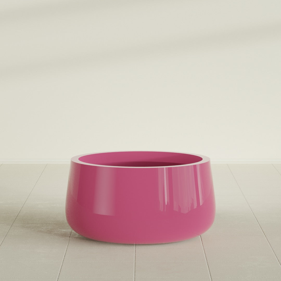 Short Hayden Medium Round Fiberglass Planter - 20 in x 20 in x 10 in - Gloss Pink Violet - Gloss Pink Violet,20 in x 20 in x 10 in