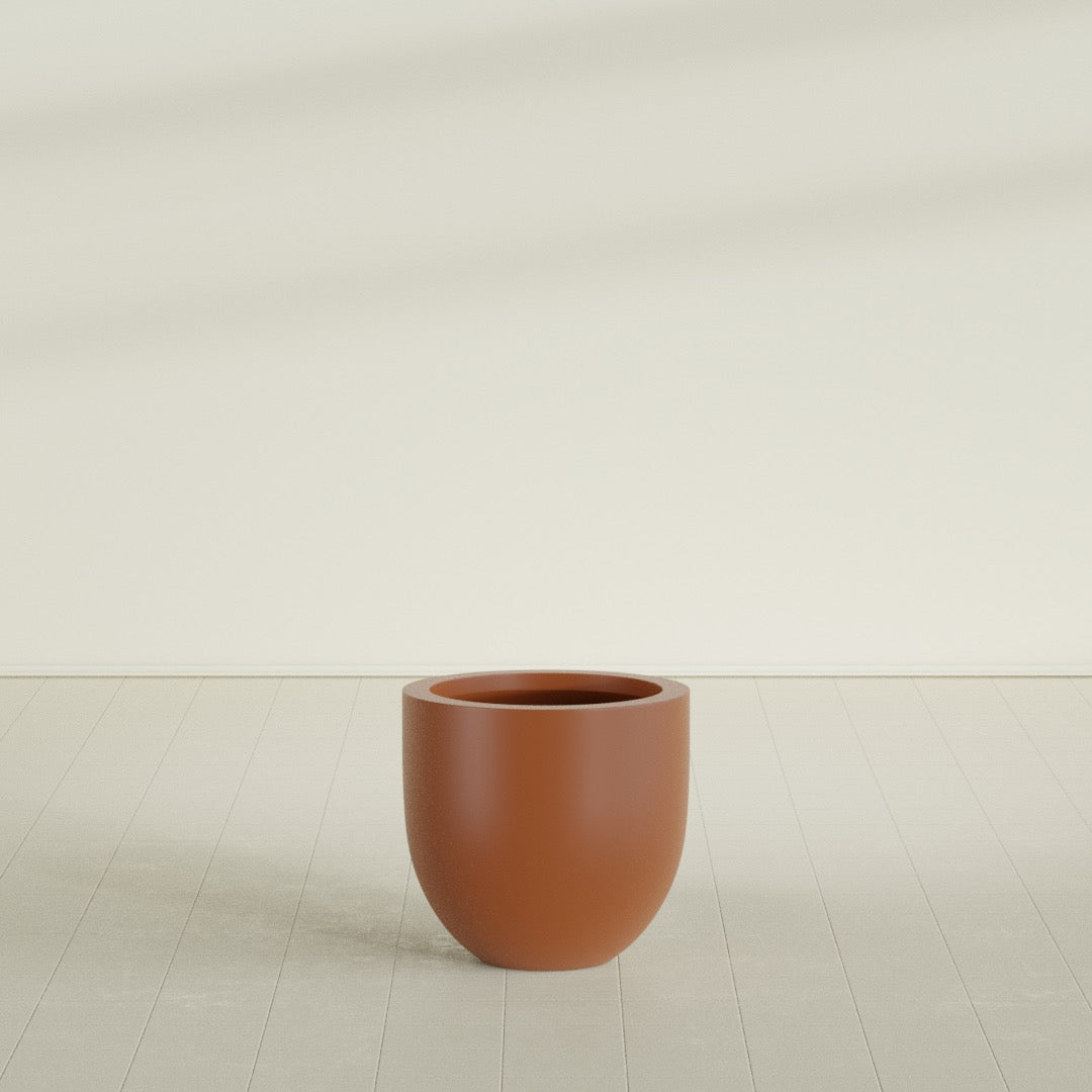 Alzira Medium Round Fiberglass Planter - 23 in x 23 in x 22 in - Matte Terracotta - Matte Terracotta,23 in x 23 in x 22 in