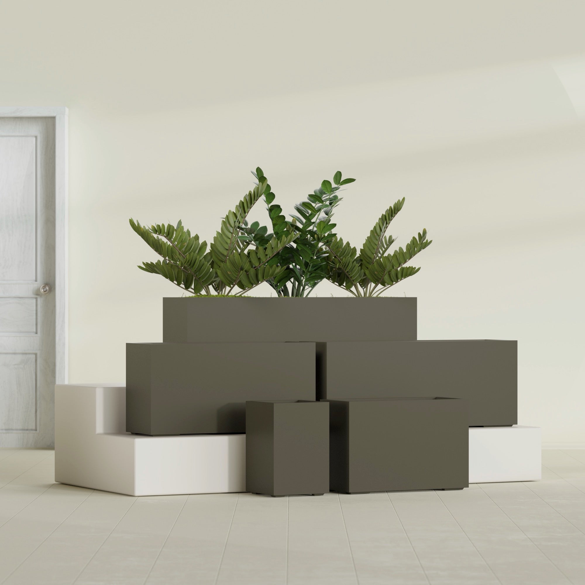 Tolga Extra Large Long Rectangle Fiberglass Planter - 60 in x 16 in x 24 in - Matte Bronze - Matte Bronze,60 in x 16 in x 24 in