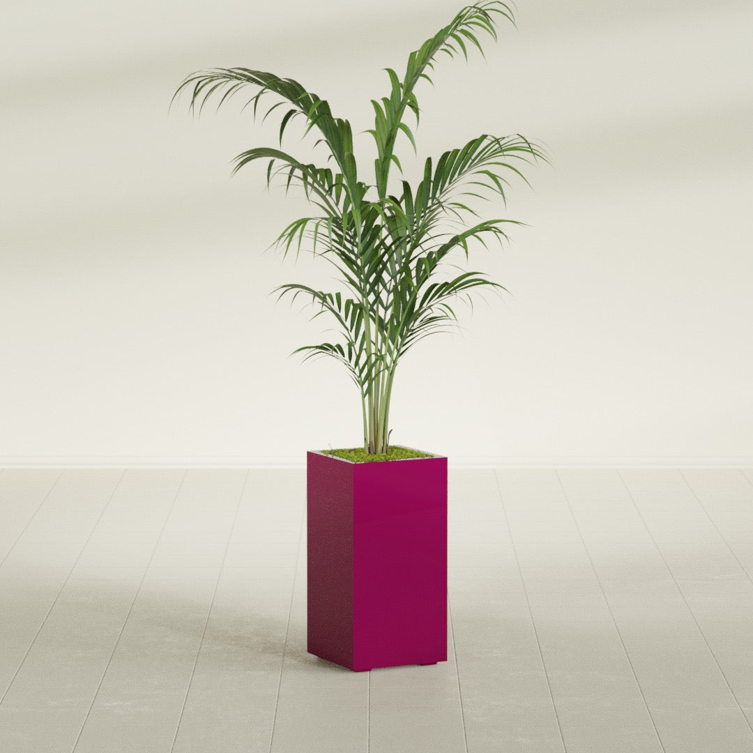 Potsdam Large Tall Rectangle Fiberglass Planter - 16 in x 16 in x 32 in - Gloss Eggplant - Gloss Eggplant,16 in x 16 in x 32 in