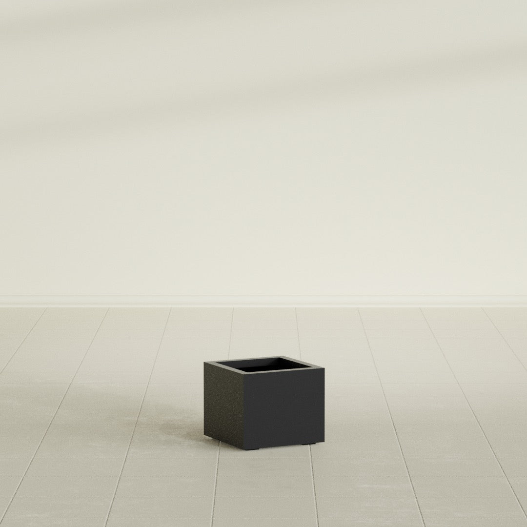 Cuba Small Fiberglass Column Planter - 14 in x 14 in x 12 in - Matte Black - Matte Black,14 in x 14 in x 12 in