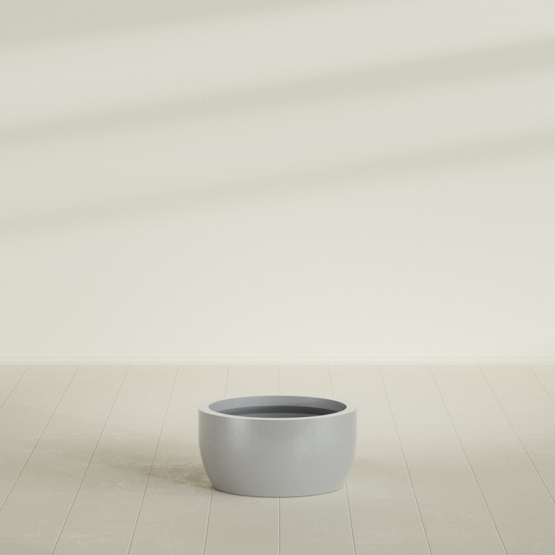 Casablanca Medium Round Low Bowl Fiberglass Planter - 24 in x 24 in x 12 in - Metallic Silver - Metallic Silver,24 in x 24 in x 12 in