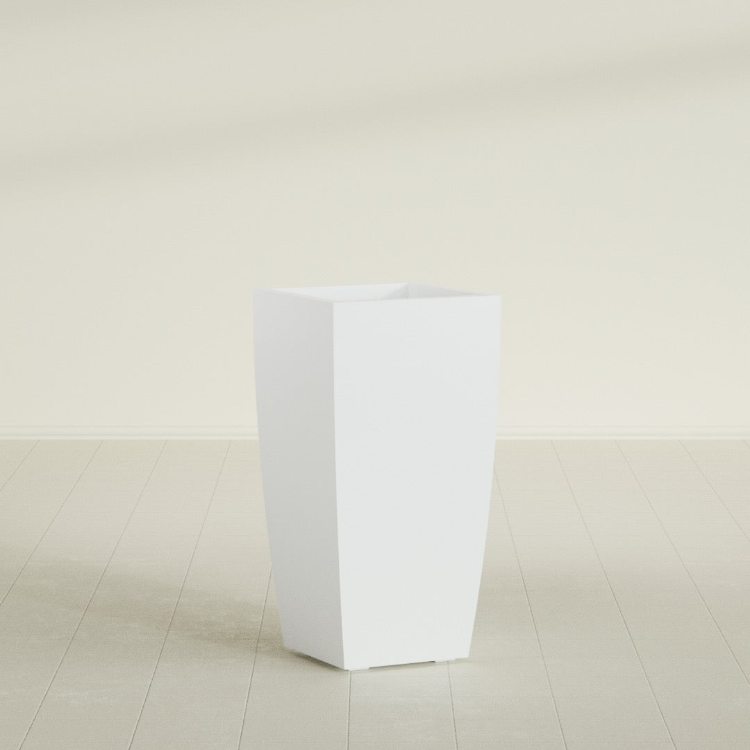 Toulan Large Tall Tapered Square Fiberglass Planter - 18 in x 18 in x 36 in - Matte White - Matte White,18 in x 18 in x 36 in