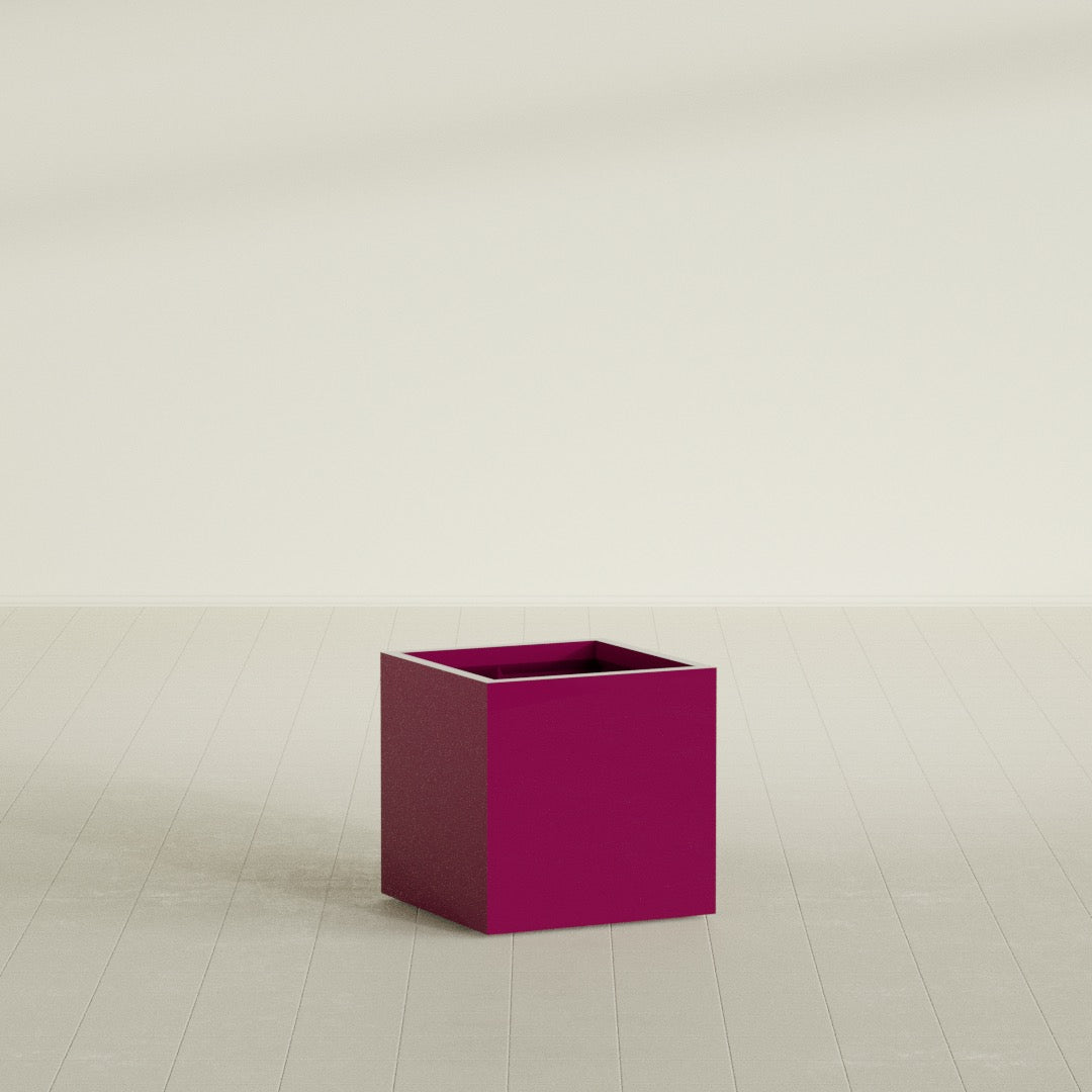 Montroy Medium Cube Square Fiberglass Planter - 24 in x 24 in x 24 in - Gloss Eggplant - Gloss Eggplant,24 in x 24 in x 24 in