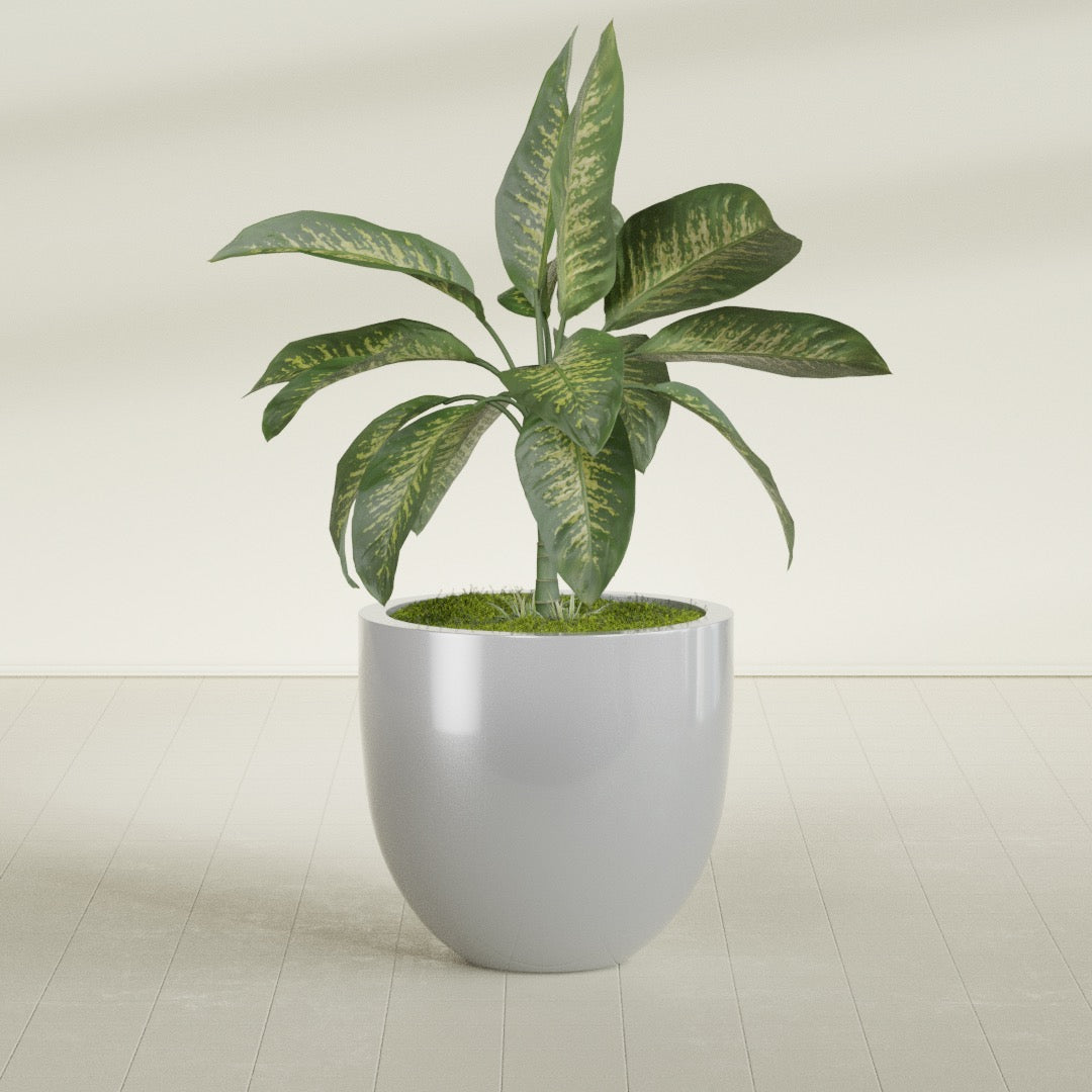 Alzira Large Round Fiberglass Planter - 30 in x 30 in x 28 in - Metallic Silver - Metallic Silver,30 in x 30 in x 28 in
