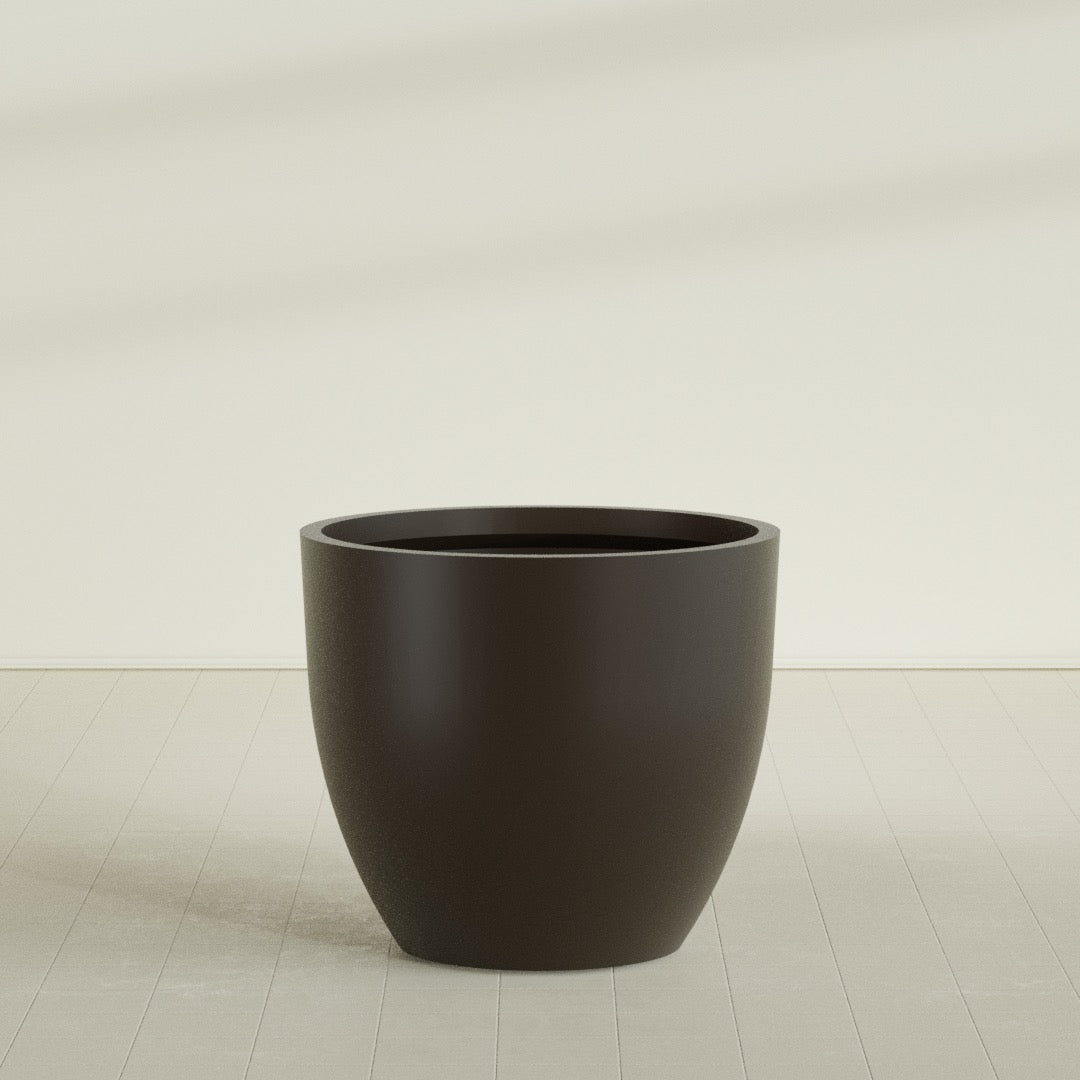 Wannsee Extra Large Round Fiberglass Planter - 50 in x 50 in x 44 in - Matte Brown - Matte Brown,50 in x 50 in x 44 in