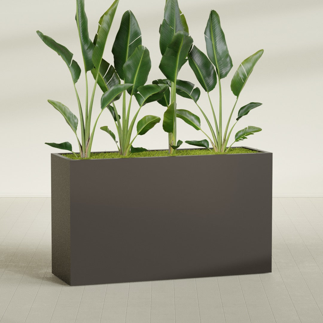 Darwin Extra Large Long Rectangle Fiberglass Planter - 72 in x 24 in x 42 in - Matte Brown - Matte Brown,72 in x 24 in x 42 in