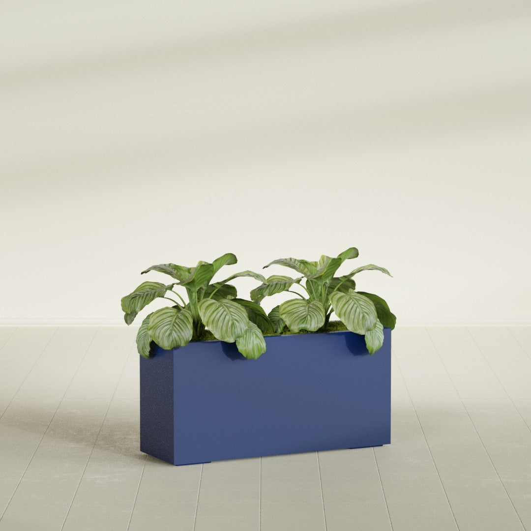 Miami Large Narrow Rectangle Fiberglass Planter - 36 in x 12 in x 18 in - Matte Cobalt Blue - Matte Cobalt Blue,36 in x 12 in x 18 in