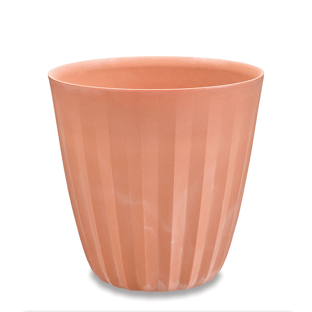 Pleat Ribbed Large Round Plastic Planter - 27 in x 27 in x 32 in - Weathered Terracotta - Weathered Terracotta,27 in x 27 in x 32 in