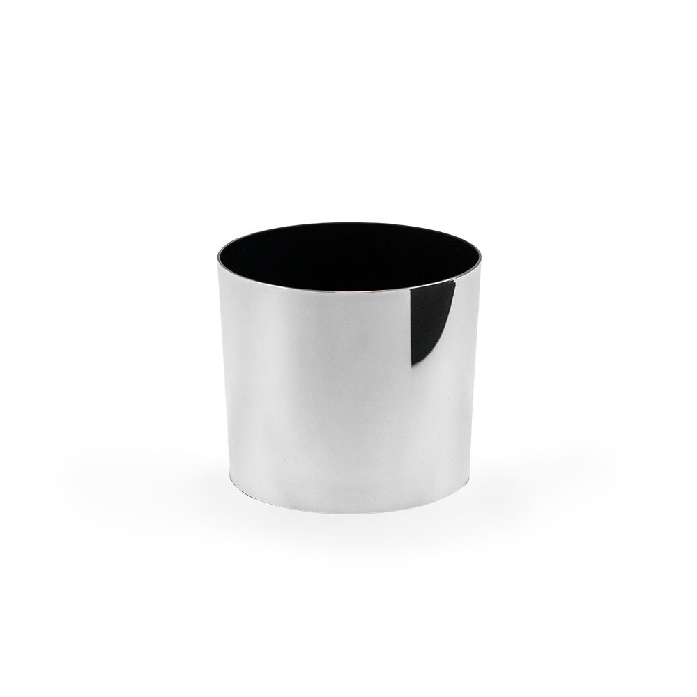 Small Round Metallic Plastic Planter - 12 in x 12 in x 7 in - Mirror Chrome